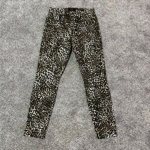 7 For All Mankind Leopard Print Skinny Jeans - Black and Brown